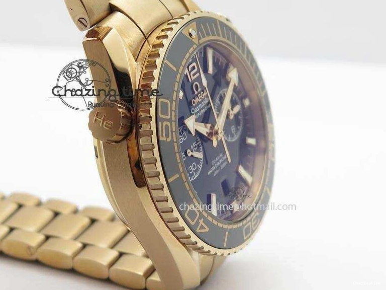 0601 Premium Seamaster Professional Chrono RG Black Ceramic Black Dial On RG Bracelet A 8212